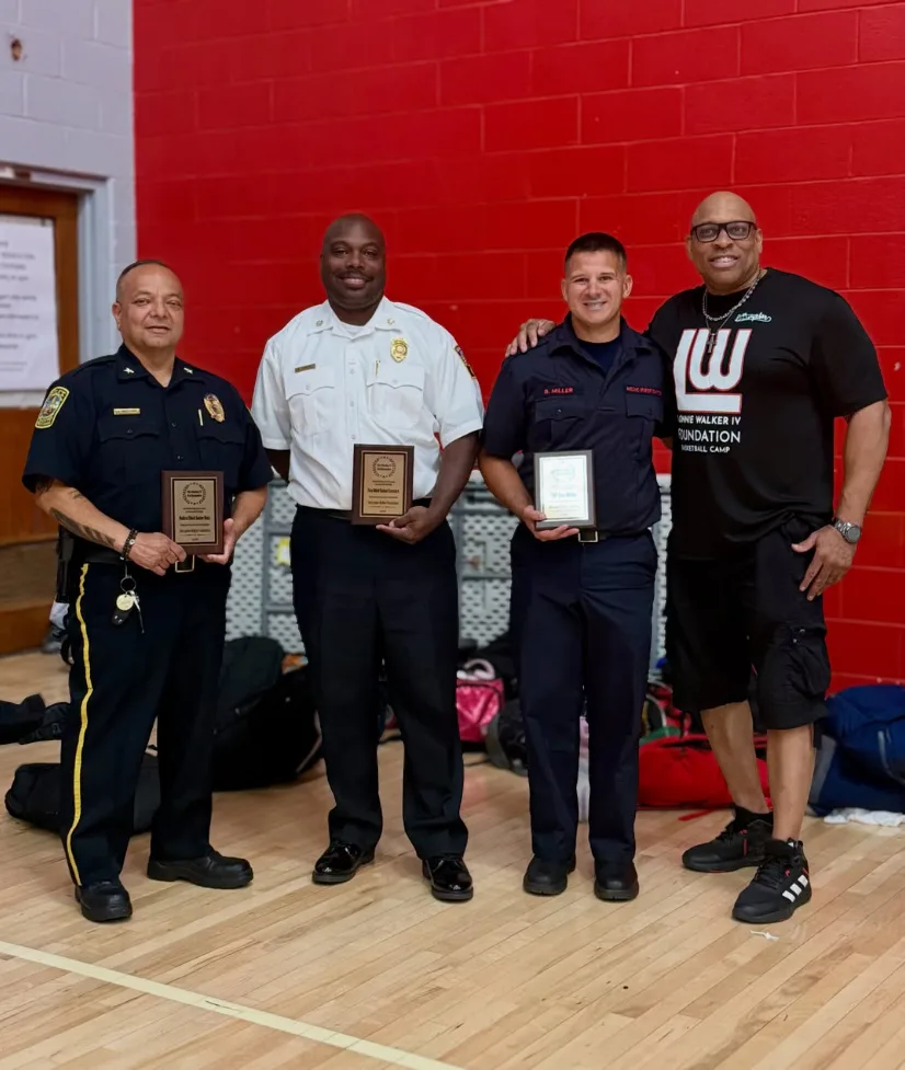 Lonnie Walker IV Foundation honoring local police and fire first responders at the Reading summer camp