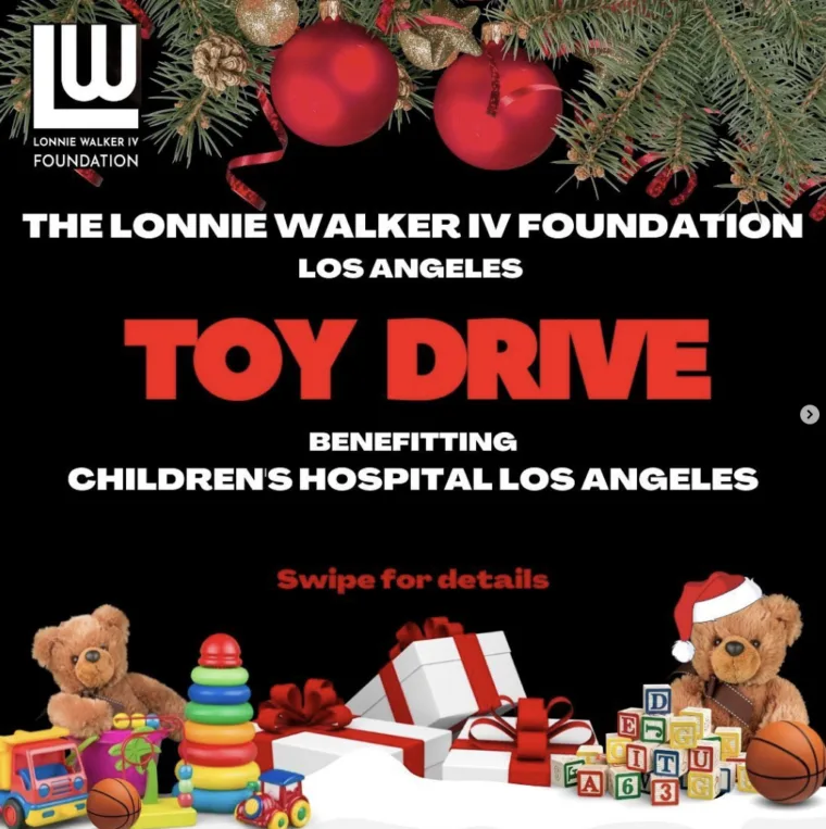 Lonnie Walker IV Foundation Los Angeles toy drive benefiting Children&rsquo;s Hospital Los Angeles